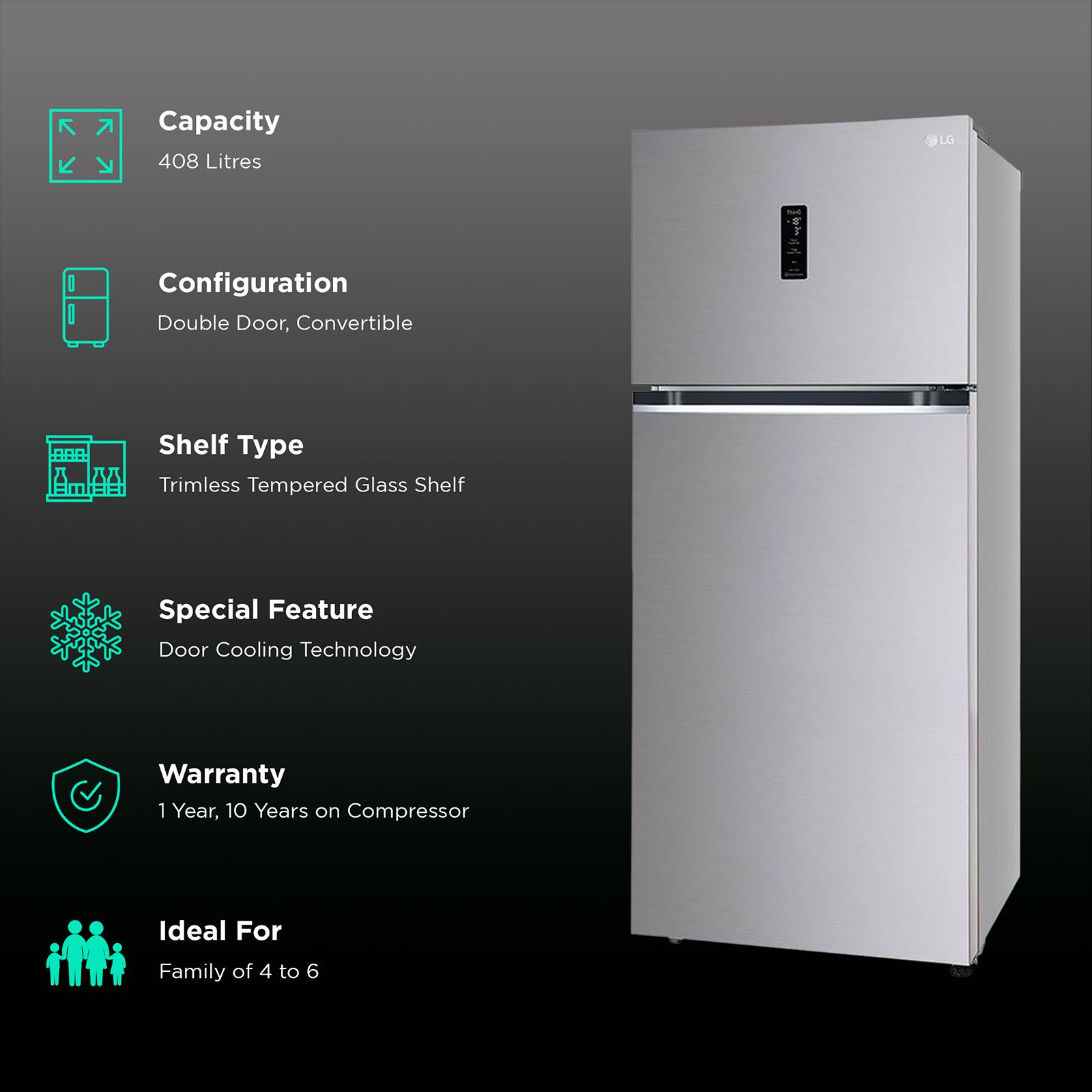 Buy LG 408 Litres 3 Star Frost Free Double Door Smart Wi-Fi